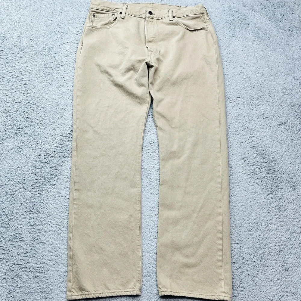 Levi's 501 Button Fly Jeans Mens‎ 38x31 Beige Straight Leg Classic Normcore